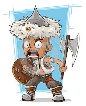 Cartoon barbarian mongol with axe