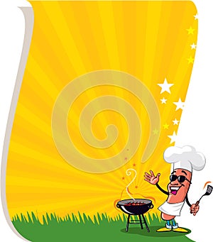 Cartoon Barbecue Hot Dog