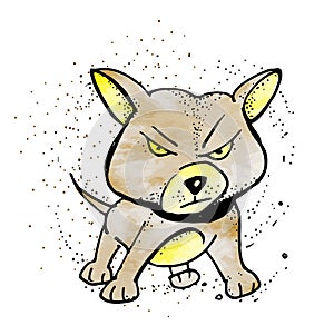 Cartoon barking dog. Vector clip art illustration