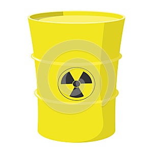 Cartoon barrel with nuclear waste