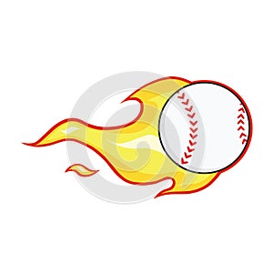 Cartoon Baseball Ball With A Trail Of Flames