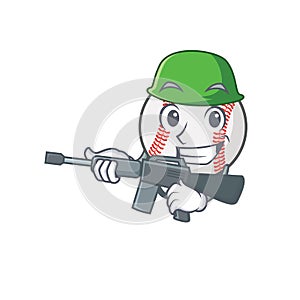 Cartoon baseball with in a character army