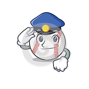 Cartoon baseball with in a character police