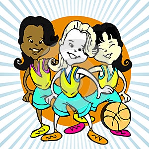 Cartoon of basketball girls photo