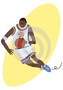 Cartoon basketball player ball possession in the motion