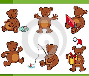 Cartoon bear animal characters set