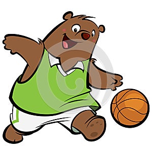 Cartoon bear basketball player