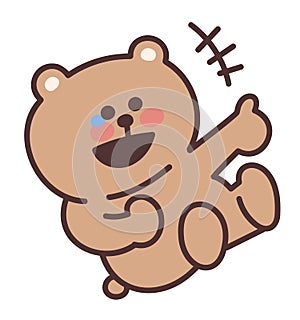 The cartoon bear burst out laughing. Vector illustration.