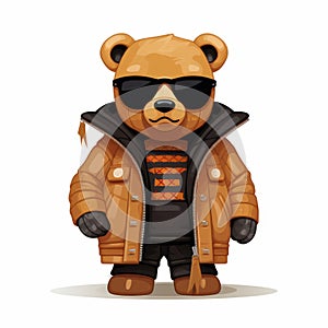 Fendi Bear Vector: Urban Edge Cartoon Bear In Leather Jacket photo