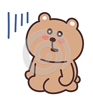 The cartoon bear is dumbfounded at something. Vector illustration.