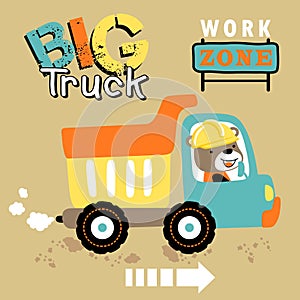 Cartoon of bear on dump truck