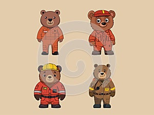 Cartoon Bear in a Fireman Suit