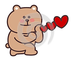 Cartoon bear proposing marriage to someone. Vector illustration.