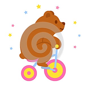 Cartoon bear riding tricycle