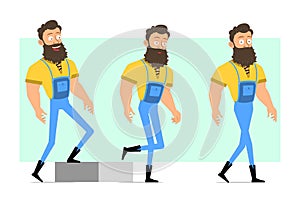Cartoon bearded lumberjack character vector set