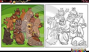 cartoon bears wild animal characters group coloring page