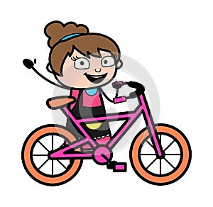 Cartoon Beautician with Bicycle