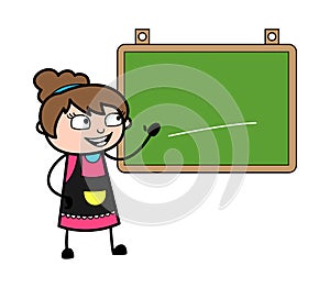 Cartoon Beautician with Classroom Board
