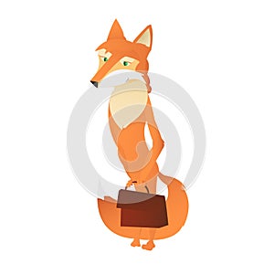 Cartoon beautiful anthropomorphic young fox woman