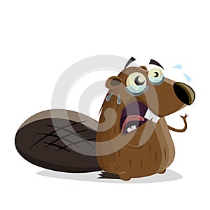 Cartoon beaver is crying