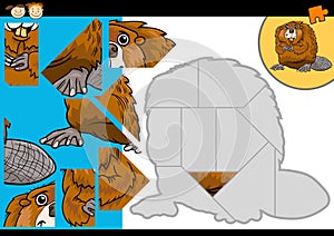 Cartoon beaver jigsaw puzzle game