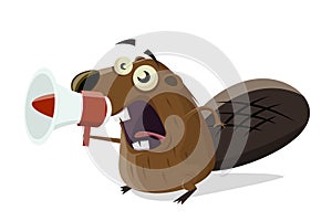 cartoon beaver with with megaphone