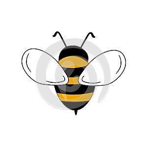 Cartoon bee mascot. A small bees flies. Wasp collection. Vector characters. Incest icon. Template design for invitation photo