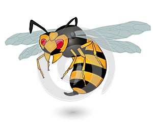 Cartoon bee mascot. Vector clip art illustration with simple gradients. All in a single layer.