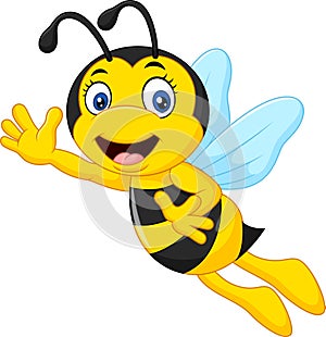 Cartoon bee waving hand