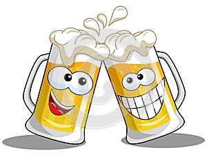 Cartoon beer mugs cheers