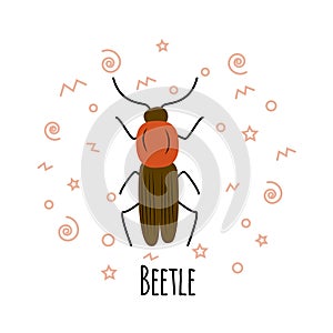 Cartoon beetle vector  illustration isolated on white background.