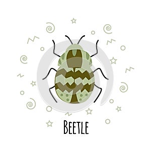 Cartoon beetle vector  illustration isolated on white background.