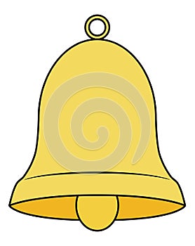 Cartoon bell icon. Handbell vector illustration isolated on white