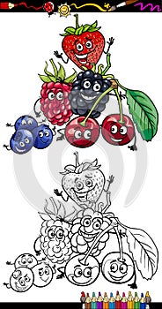 Cartoon berry fruits for coloring book