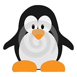 Cartoon big eyed penguin isolated on white background