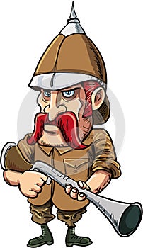 Cartoon big game hunter with pith helmet photo