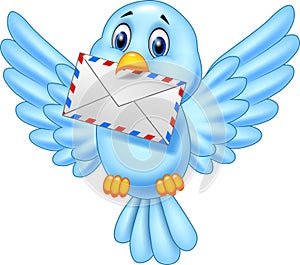 Cartoon bird delivering letter