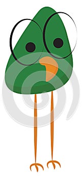 Cartoon bird with spectacles that has no bridge temple and frame vector or color illustration