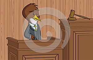 Cartoon bird standing in the dock