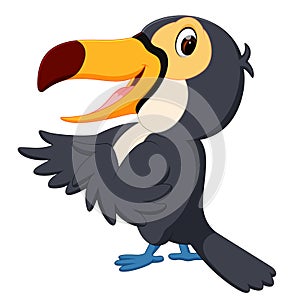 Cartoon bird toucan twittering