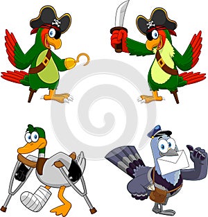 Cartoon Birds Characters. Vector Collection Set