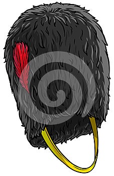 Cartoon black british bearskin tall fur cap photo