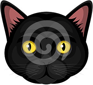 Cartoon Black Cat with Yellow Eyes