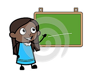 Cartoon Black Girl with Classroom Board