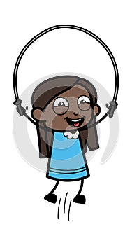 Cartoon Black Girl Skipping Rope