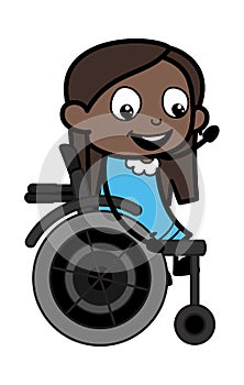 Cartoon Black Girl on Wheel Chair