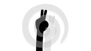 Cartoon black hand silhouette makes countdown