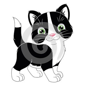 Cartoon black kitten