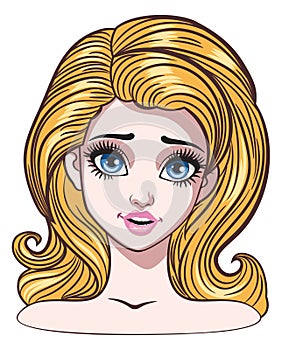 Cartoon blond girl with closed eyes