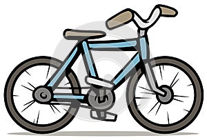 Cartoon blue bicycle isolated on white background